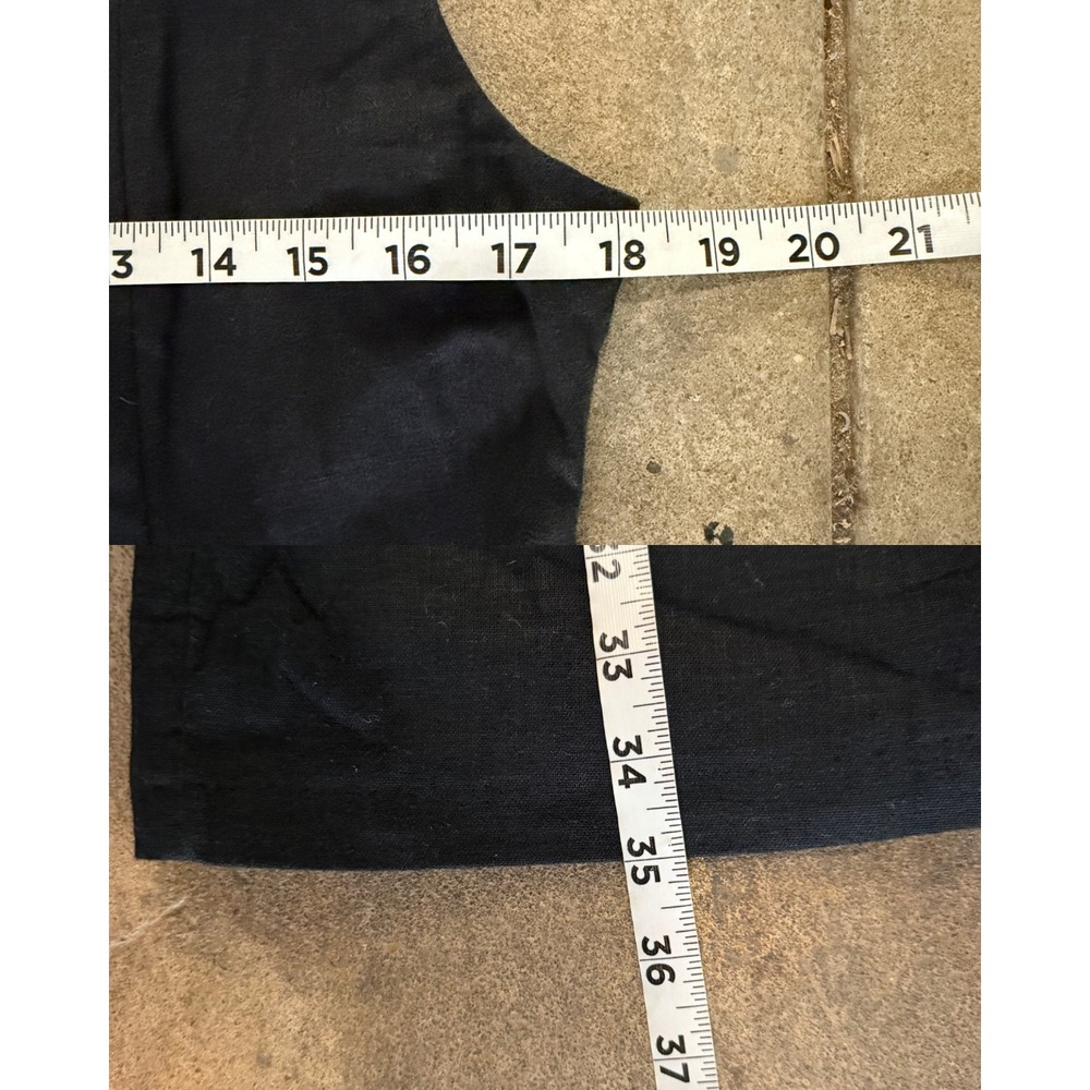 Abercrombie & Fitch Black Linen Blend Button Front Square Neck Dress MT Tall - Picture 7 of 7